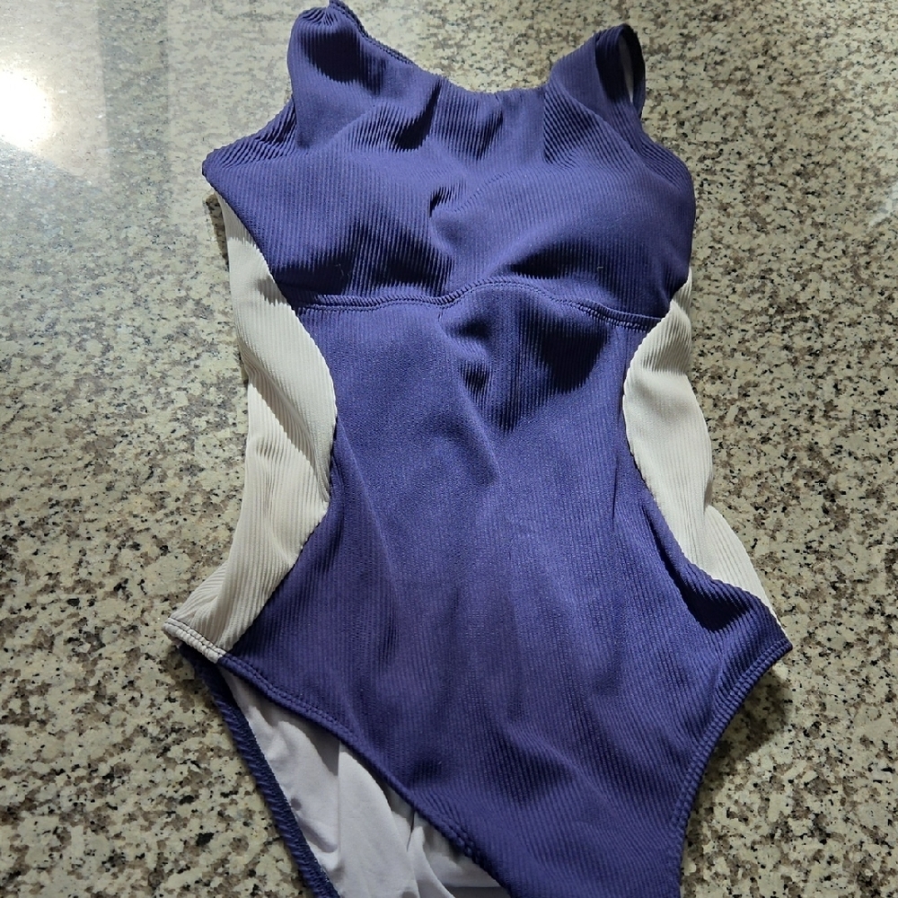 Navy and White One-Piece Swimsuit